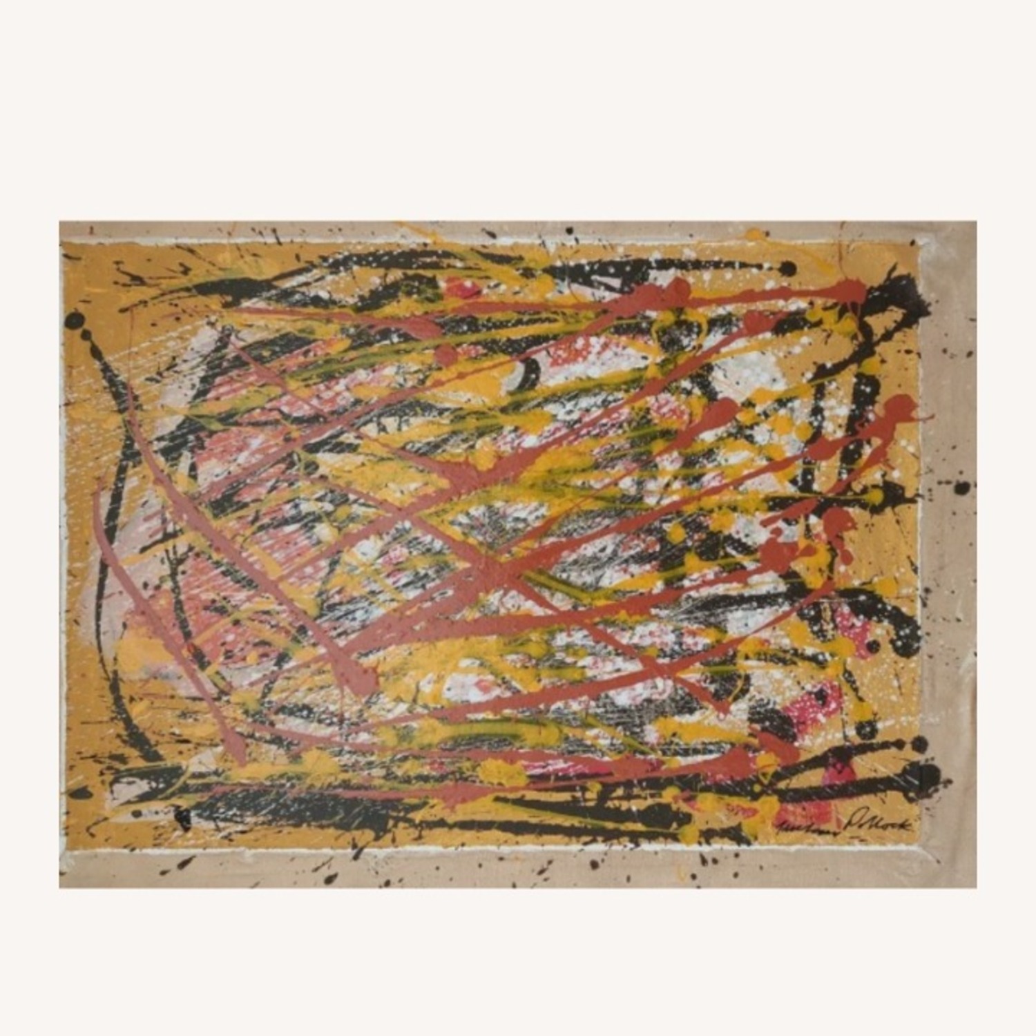 Jackson Pollock Famous Drip Painting Gold  - image-3