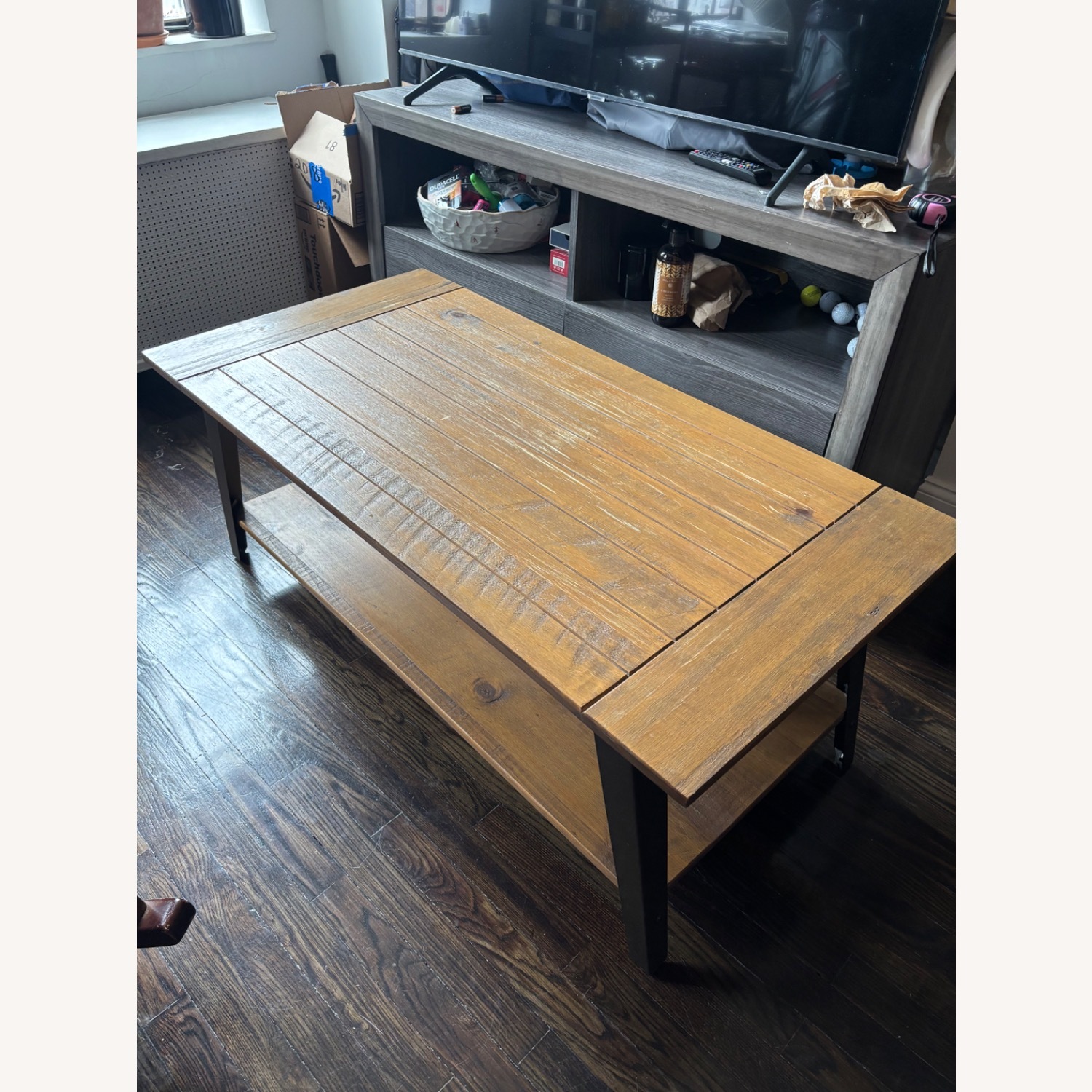 Light Brown Wood Coffee Table - image-1