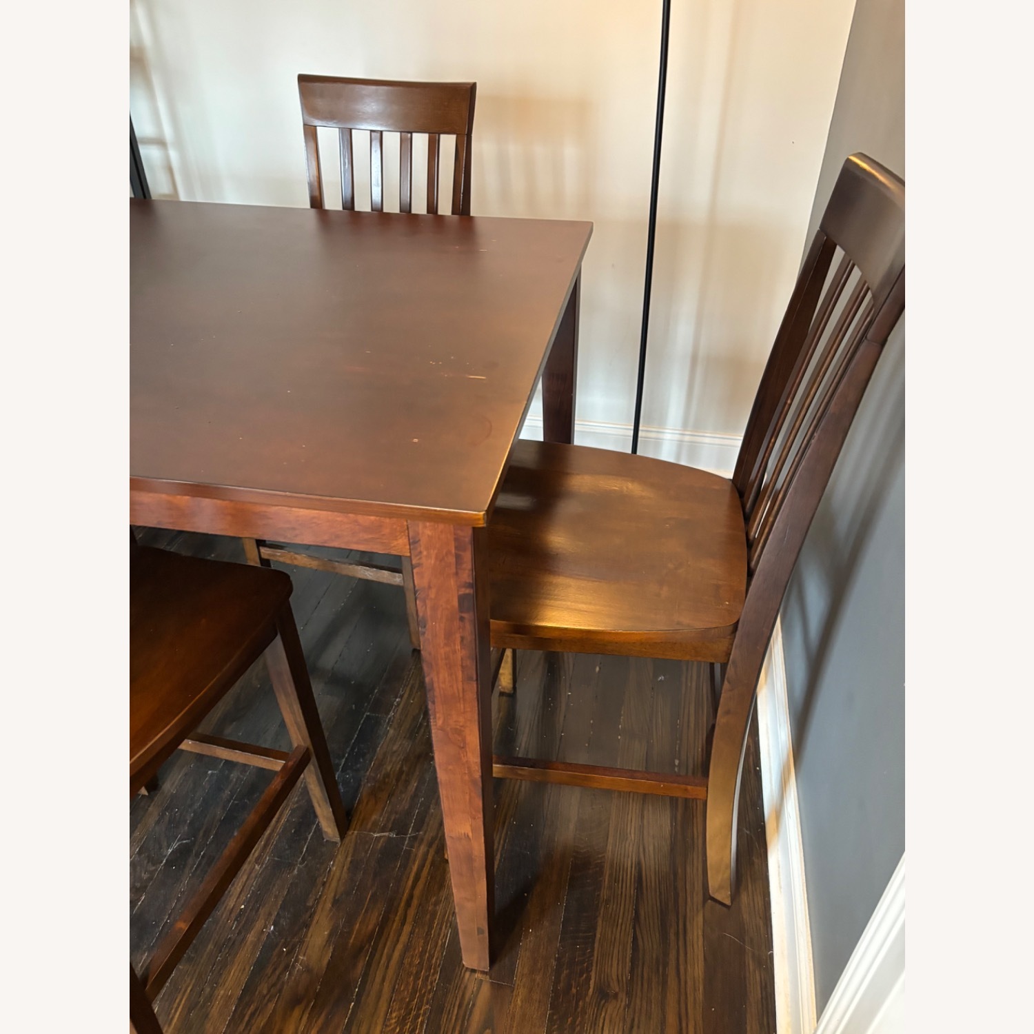 Dark Brown Wood Dining Table and 4 Chairs - image-1