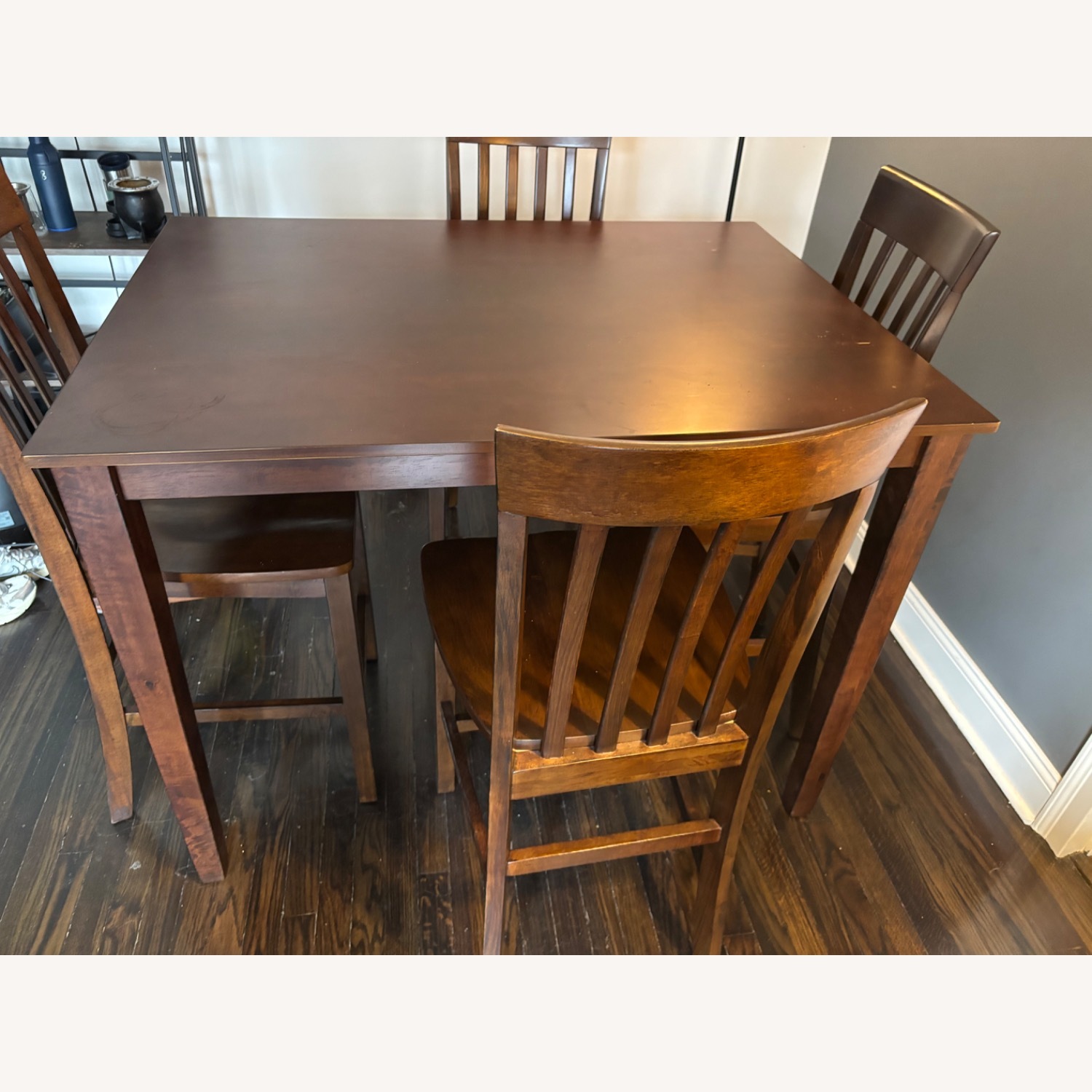 Dark Brown Wood Dining Table and 4 Chairs - image-4
