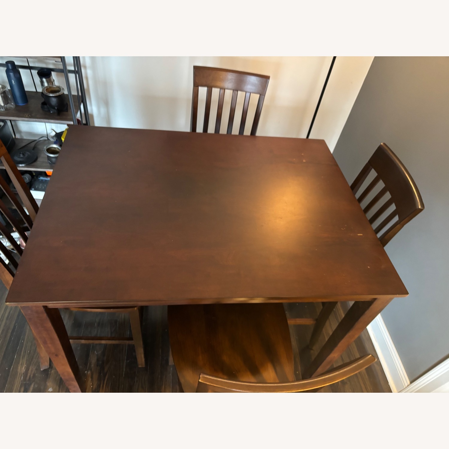 Dark Brown Wood Dining Table and 4 Chairs - image-3