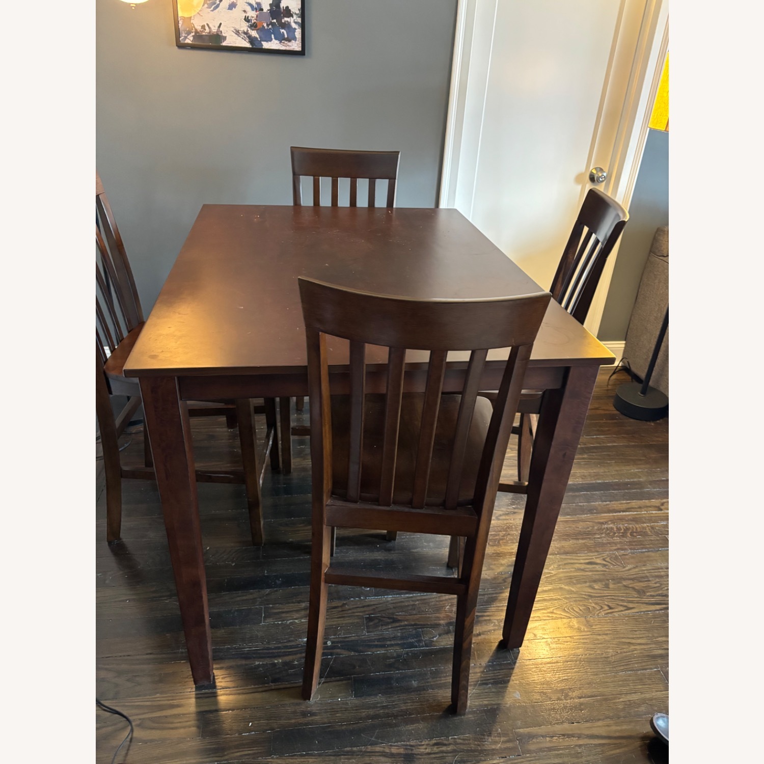 Dark Brown Wood Dining Table and 4 Chairs - image-6