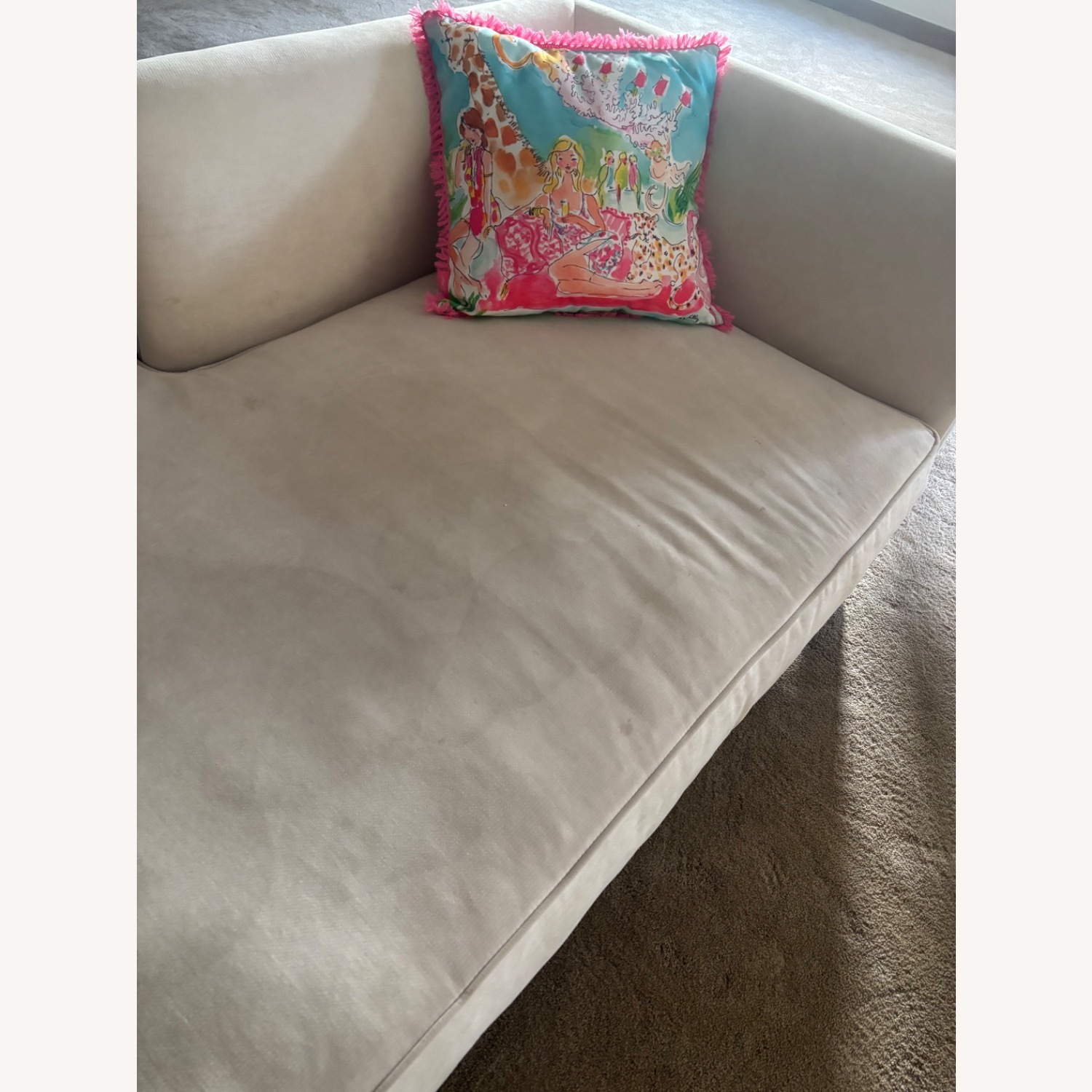 Z Gallerie Natural Velvet Chaise Lounge - image-4