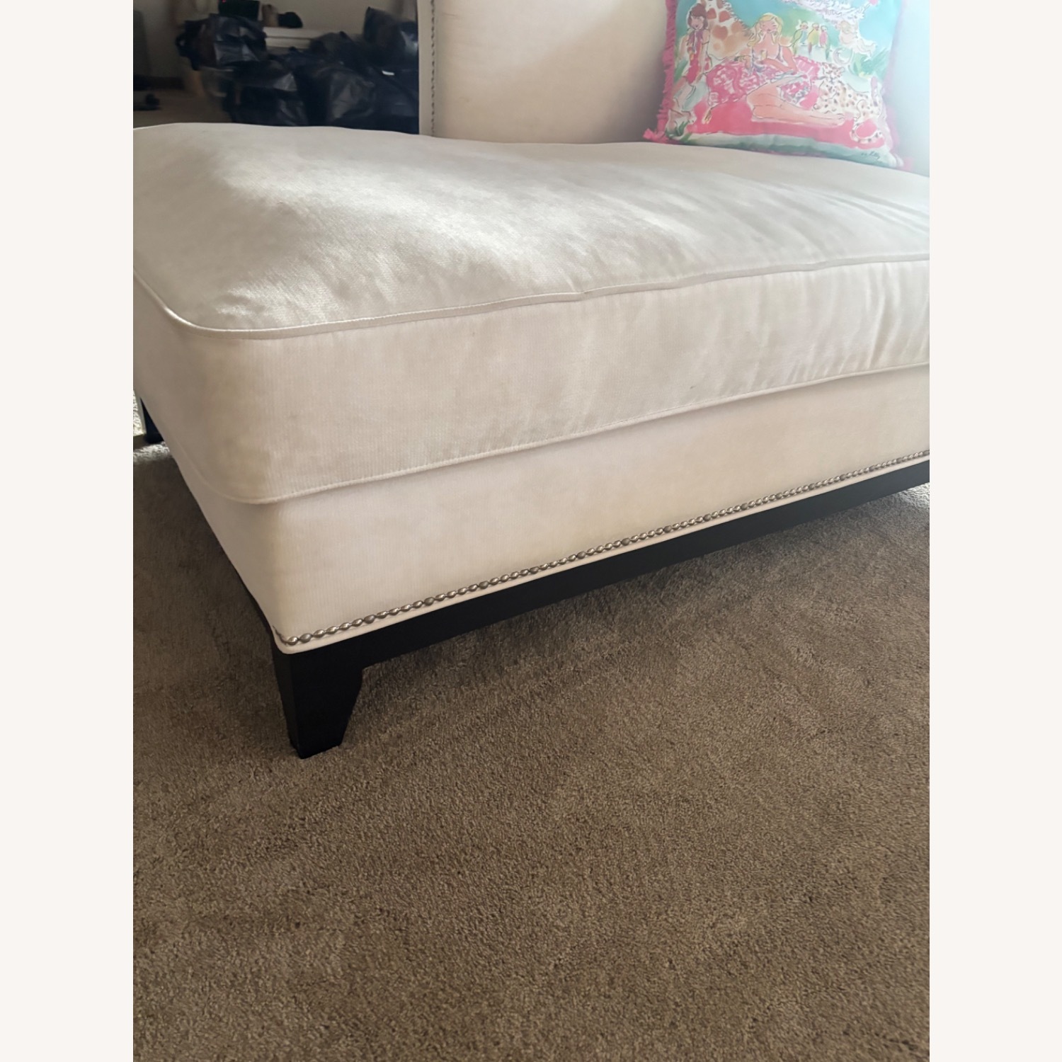 Z Gallerie Natural Velvet Chaise Lounge - image-2