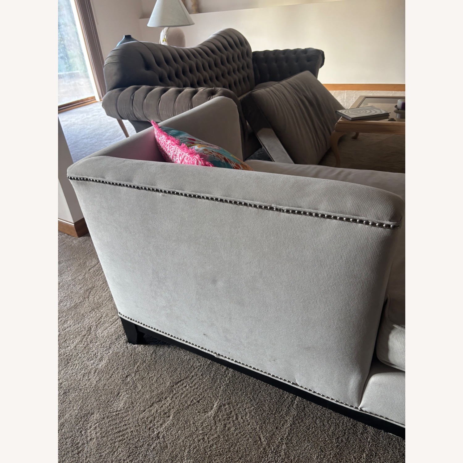 Z Gallerie Natural Velvet Chaise Lounge - image-9