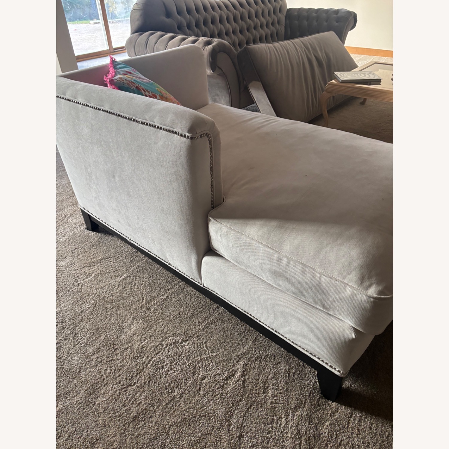 Z Gallerie Natural Velvet Chaise Lounge - image-10