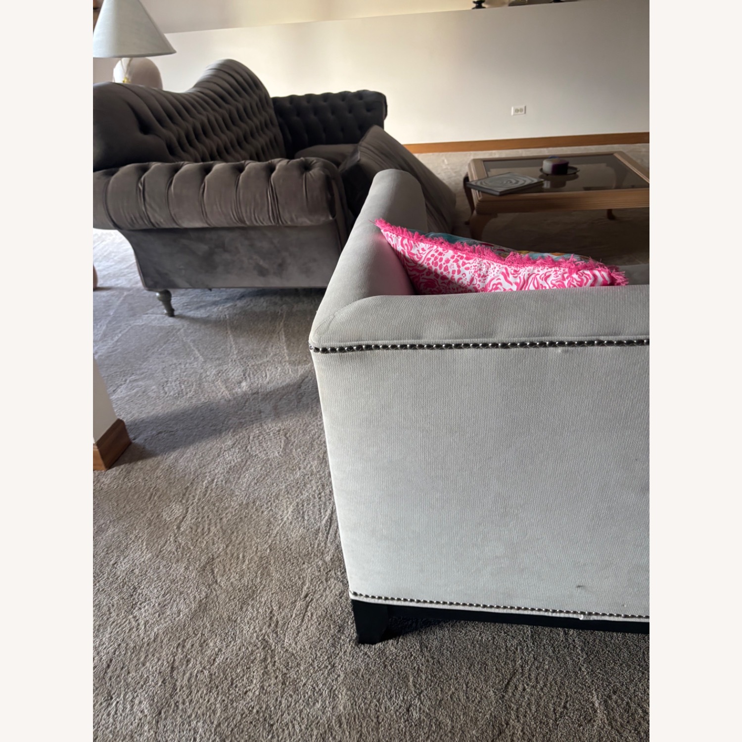 Z Gallerie Natural Velvet Chaise Lounge - image-8