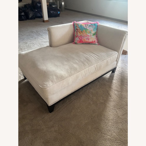 Used Z Gallerie Natural Velvet Chaise Lounge for sale on AptDeco