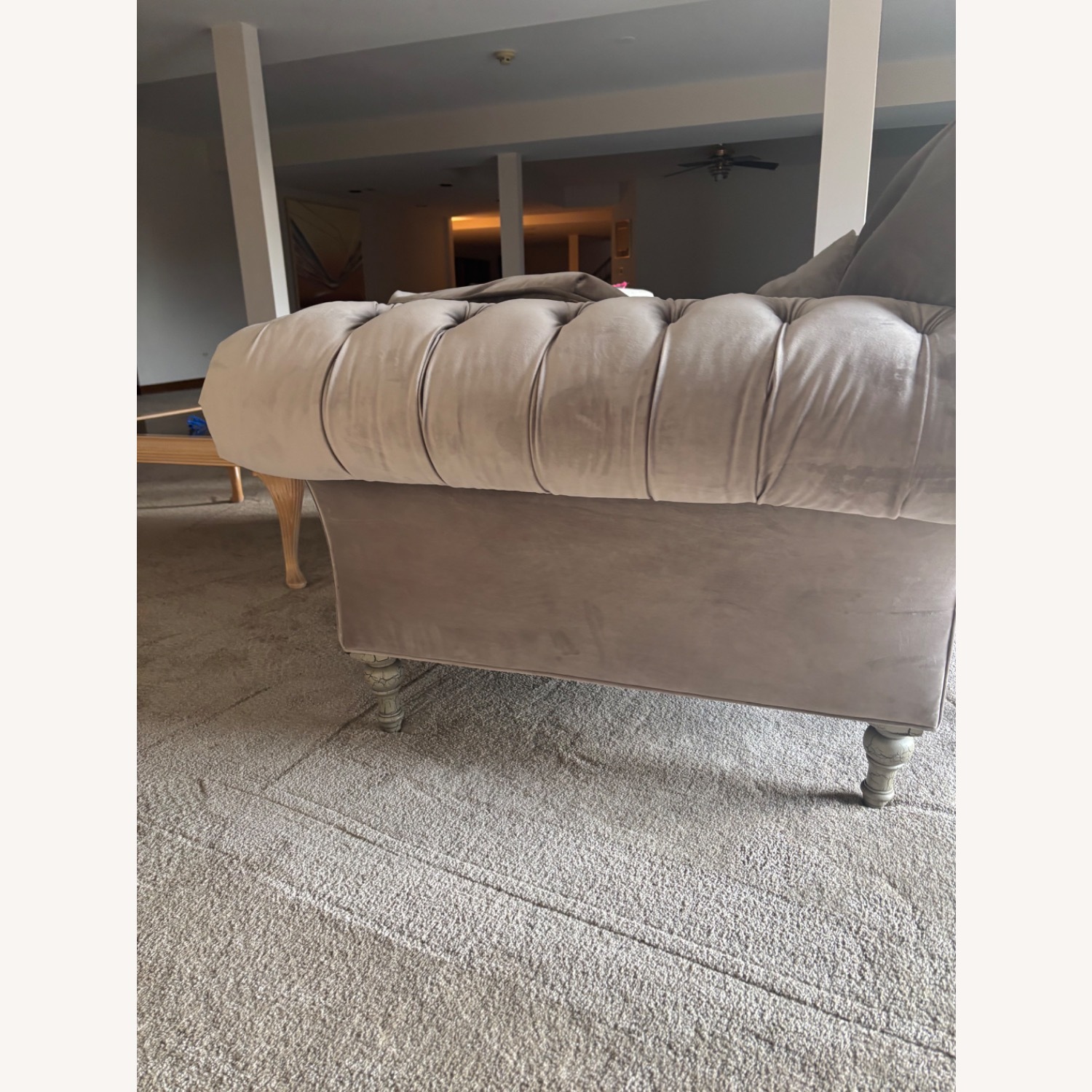Arhaus Light Gray Velvet 3+ Seater Sofa - image-5