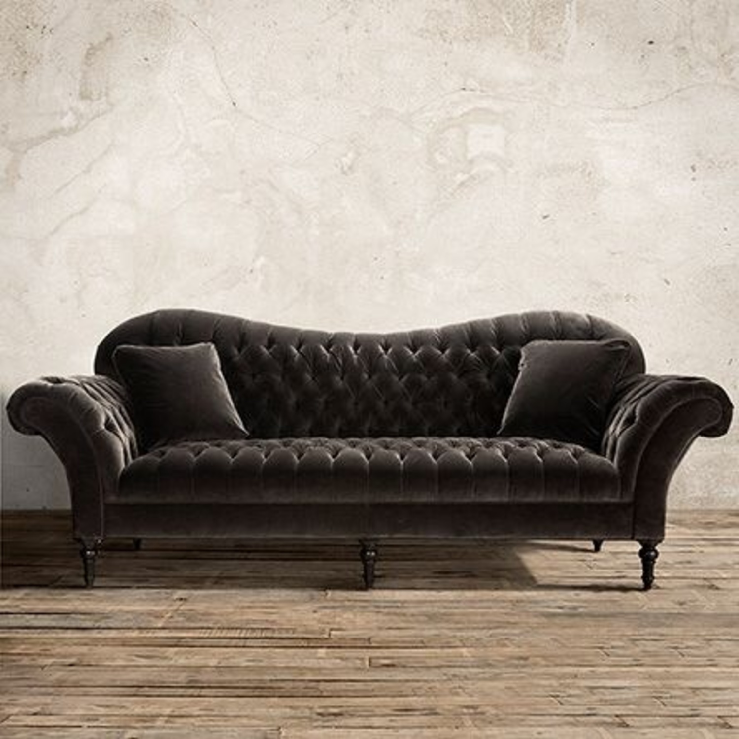 Arhaus Light Gray Velvet 3+ Seater Sofa - image-8