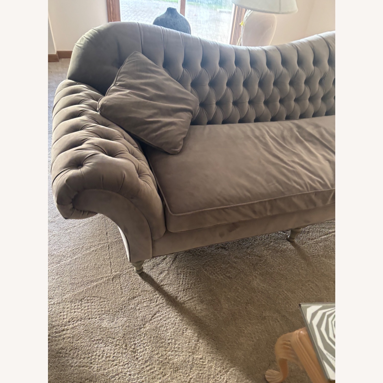 Arhaus Light Gray Velvet 3+ Seater Sofa - image-2