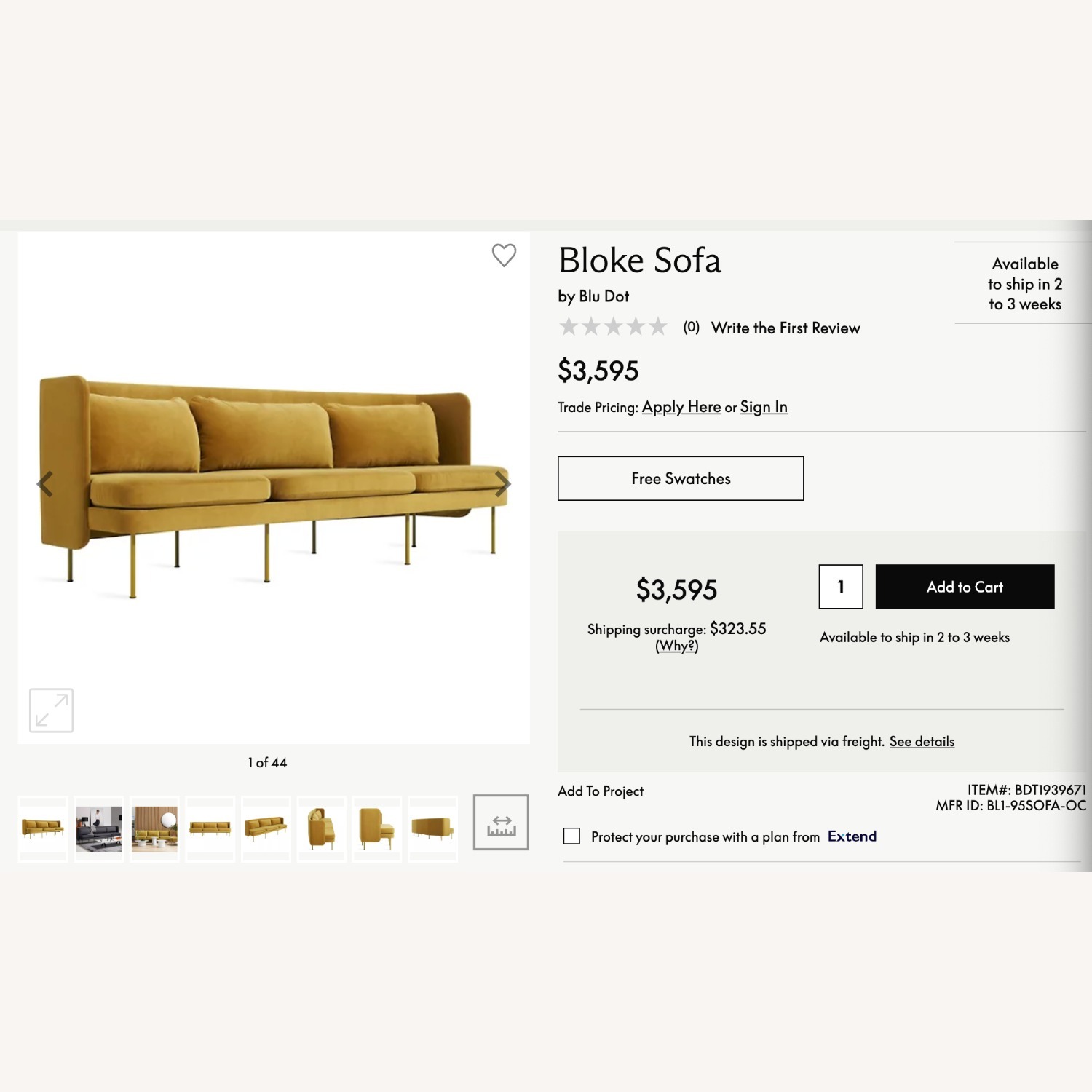 Yellow 3+ Piece Sectional - image-3