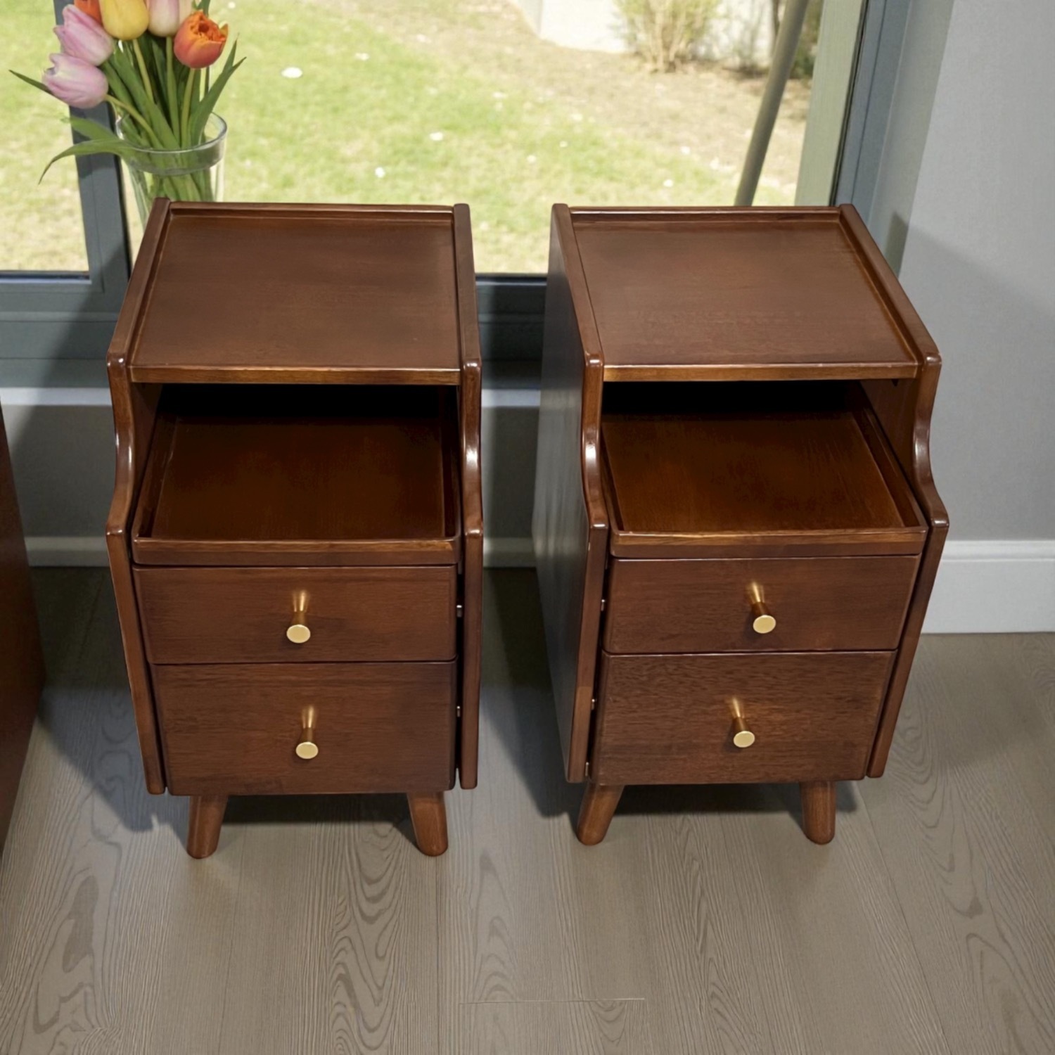 Small Nightstands W 2 Drawers & Sliding Shelf - image-3