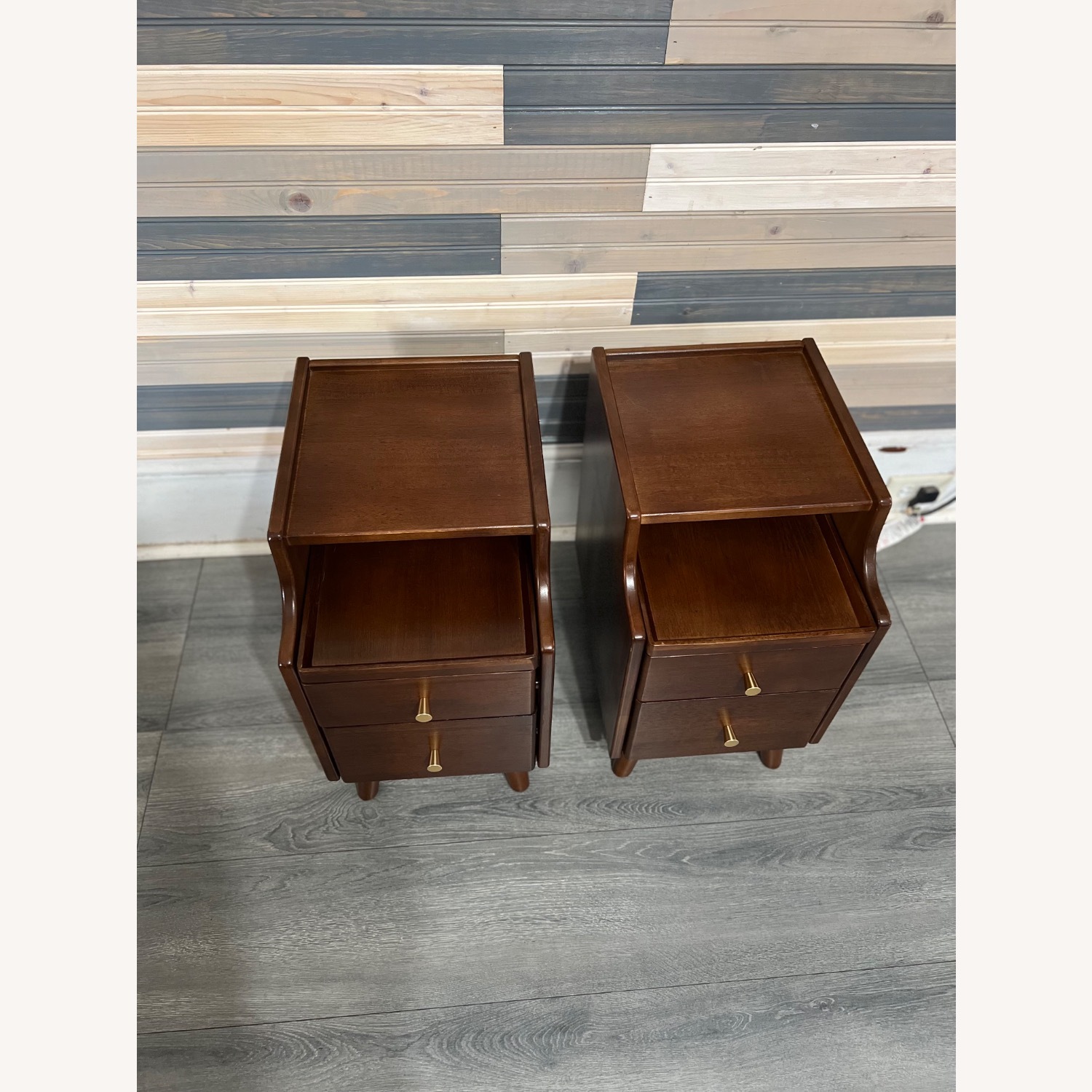 Small Nightstands W 2 Drawers & Sliding Shelf - image-10
