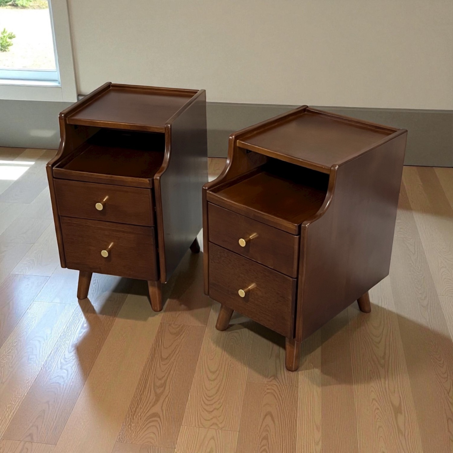 Small Nightstands W 2 Drawers & Sliding Shelf - image-5