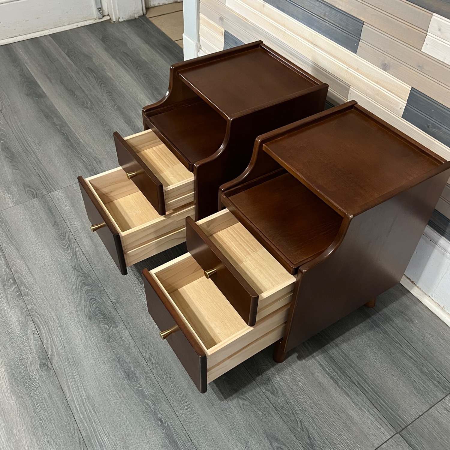 Small Nightstands W 2 Drawers & Sliding Shelf - image-2