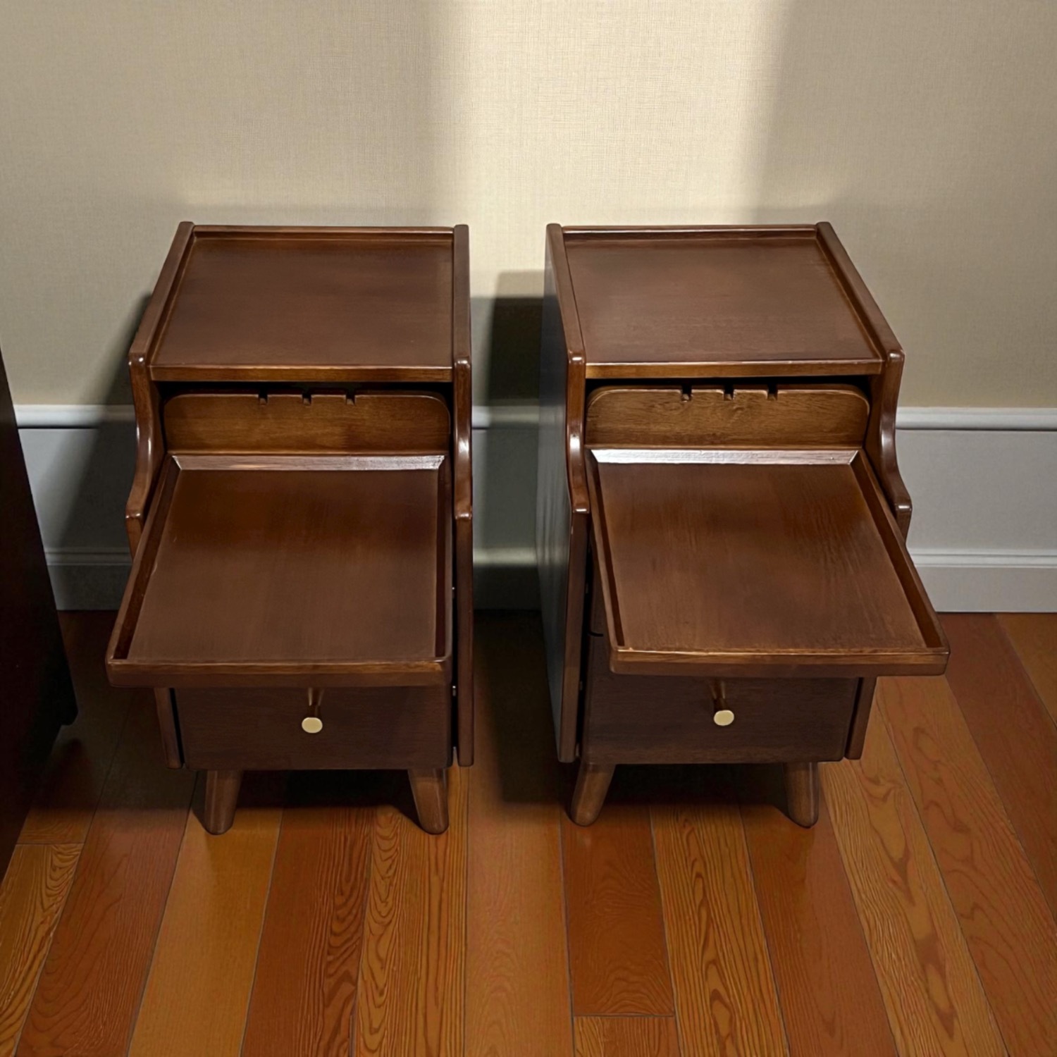 Small Nightstands W 2 Drawers & Sliding Shelf - image-8