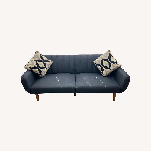 Used Vintage/Antique Finds Blue Leather 2 Seater Sofa for sale on AptDeco