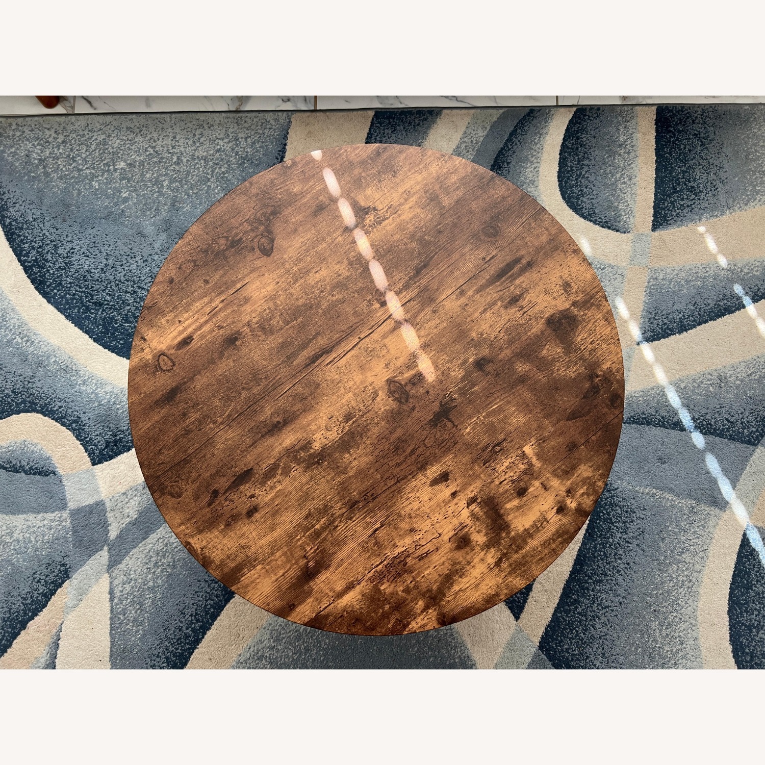 Vintage/Antique Finds Blue Leather 2 Seater Sofa - image-4