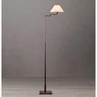 Restoration Hardware Petite Candlestick Linen Shade Swing-Arm Floor Lamp