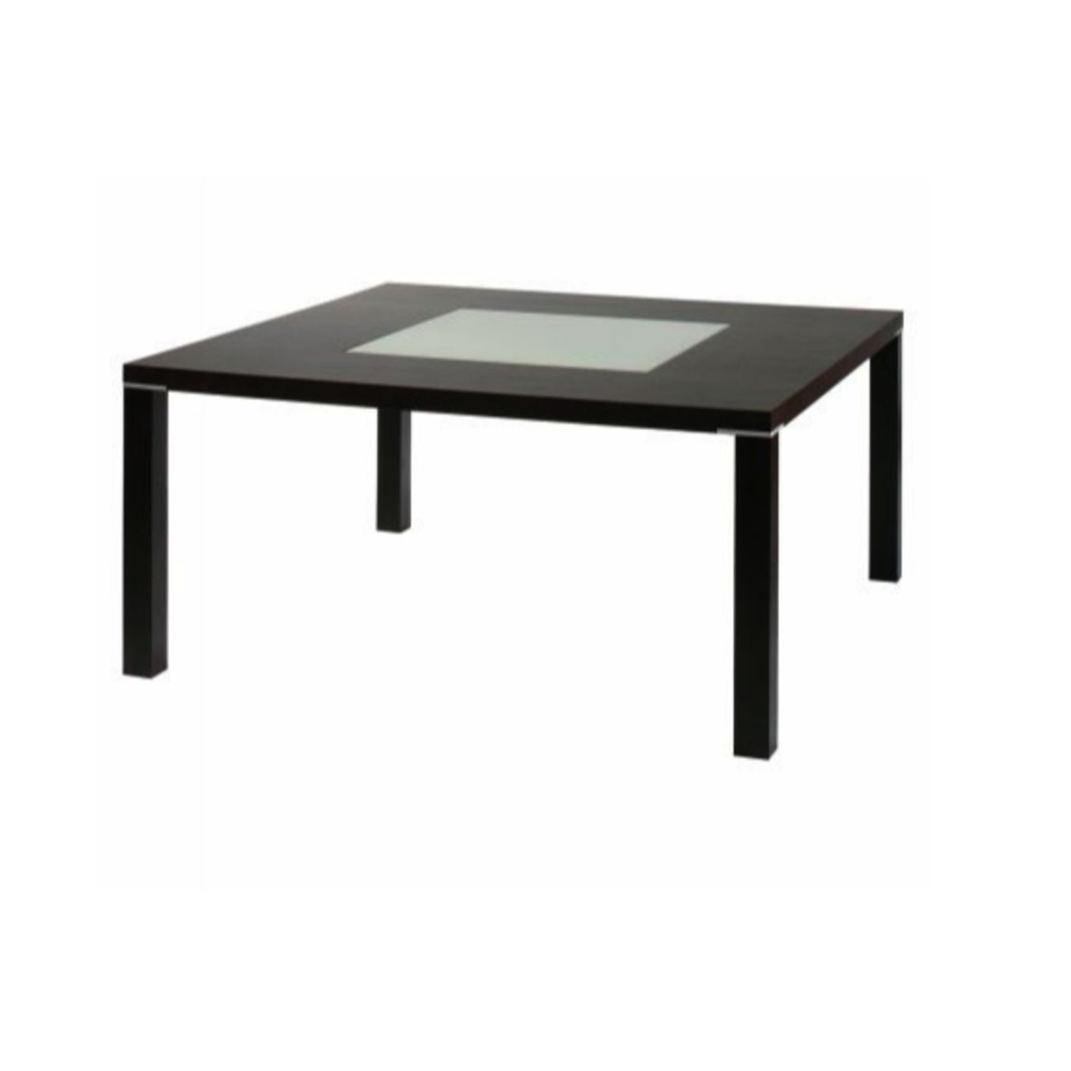 Black Chicago Square Dining Table W Glass Inset - image-0