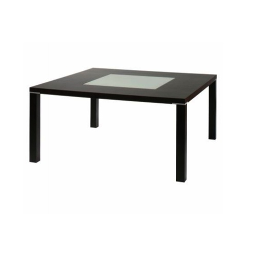 Used Black Chicago Square Dining Table W Glass Inset for sale on AptDeco