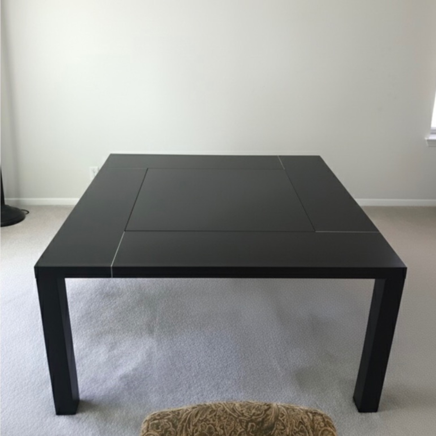 Black Chicago Square Dining Table W Glass Inset - image-3