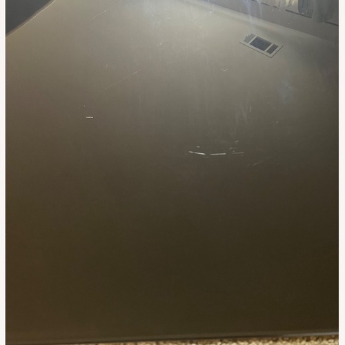 Used Black Chicago Square Dining Table W Glass Inset for sale on AptDeco