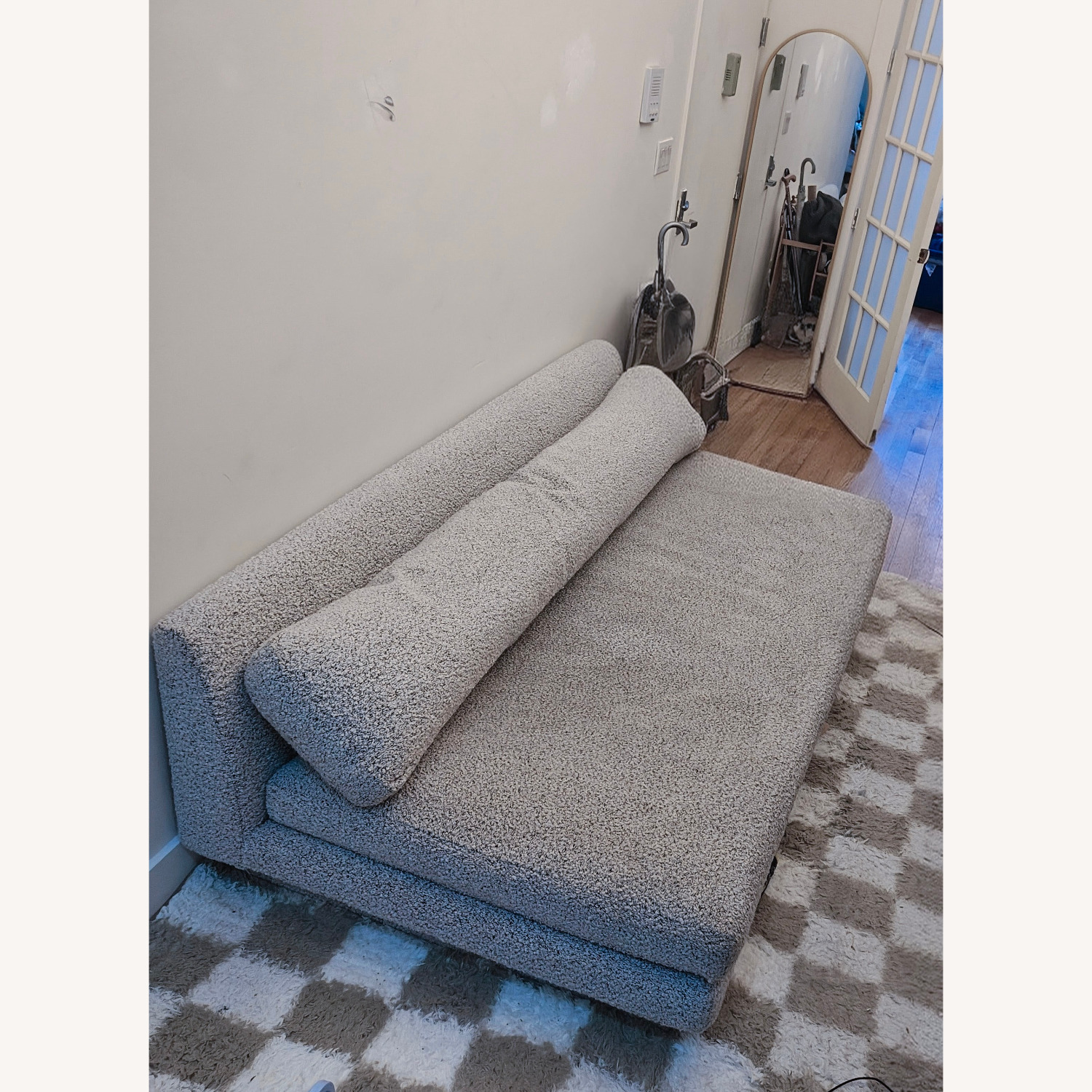 CB2 Kara Mann Light Gray Fabric Plinth Sofa - image-1