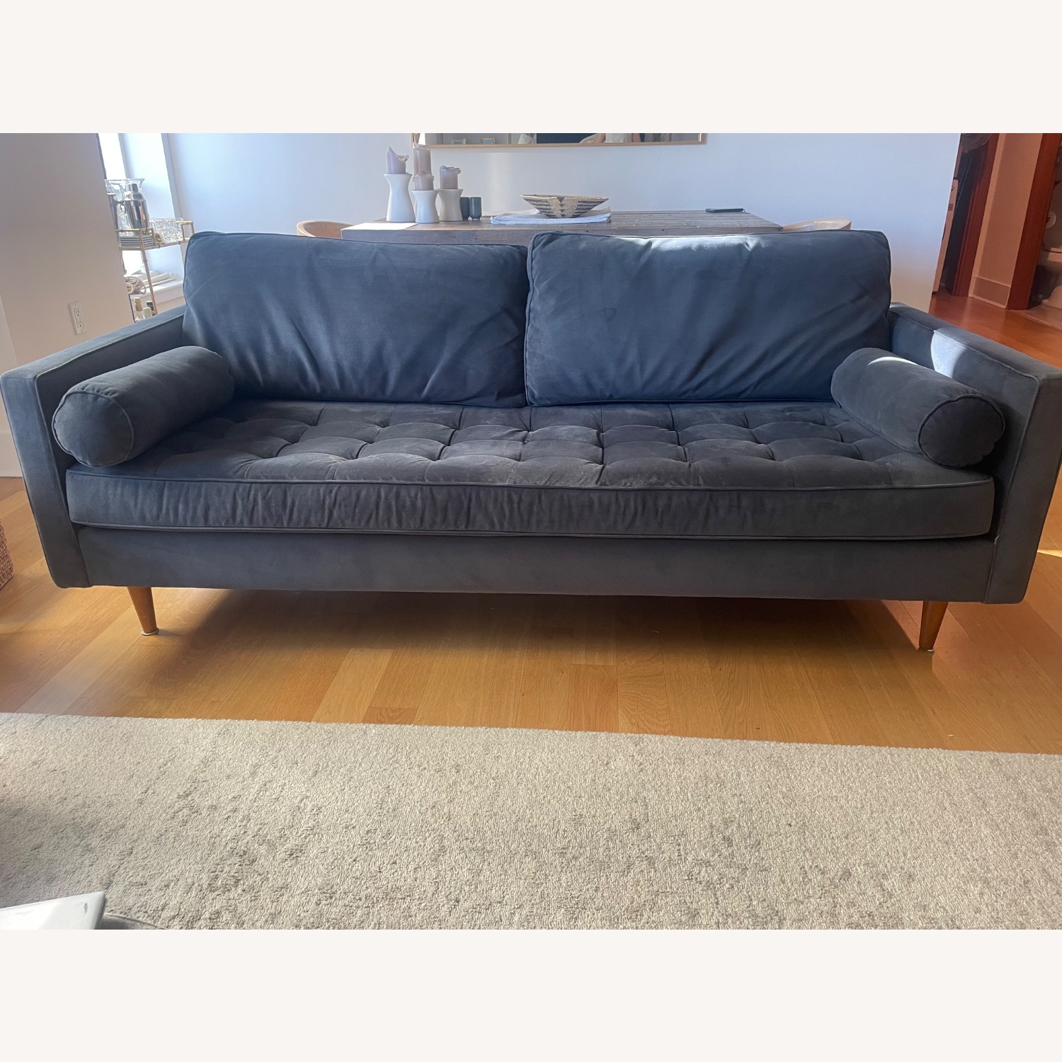 West Elm Monroe Dark Gray Velvet 3+ Seater Sofa - image-1