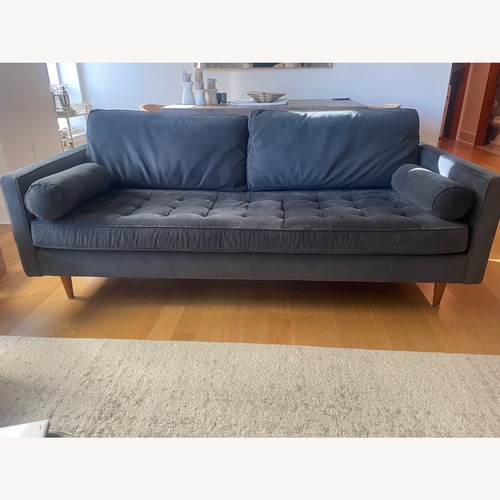 Used West Elm Monroe Dark Gray Velvet 3+ Seater Sofa for sale on AptDeco