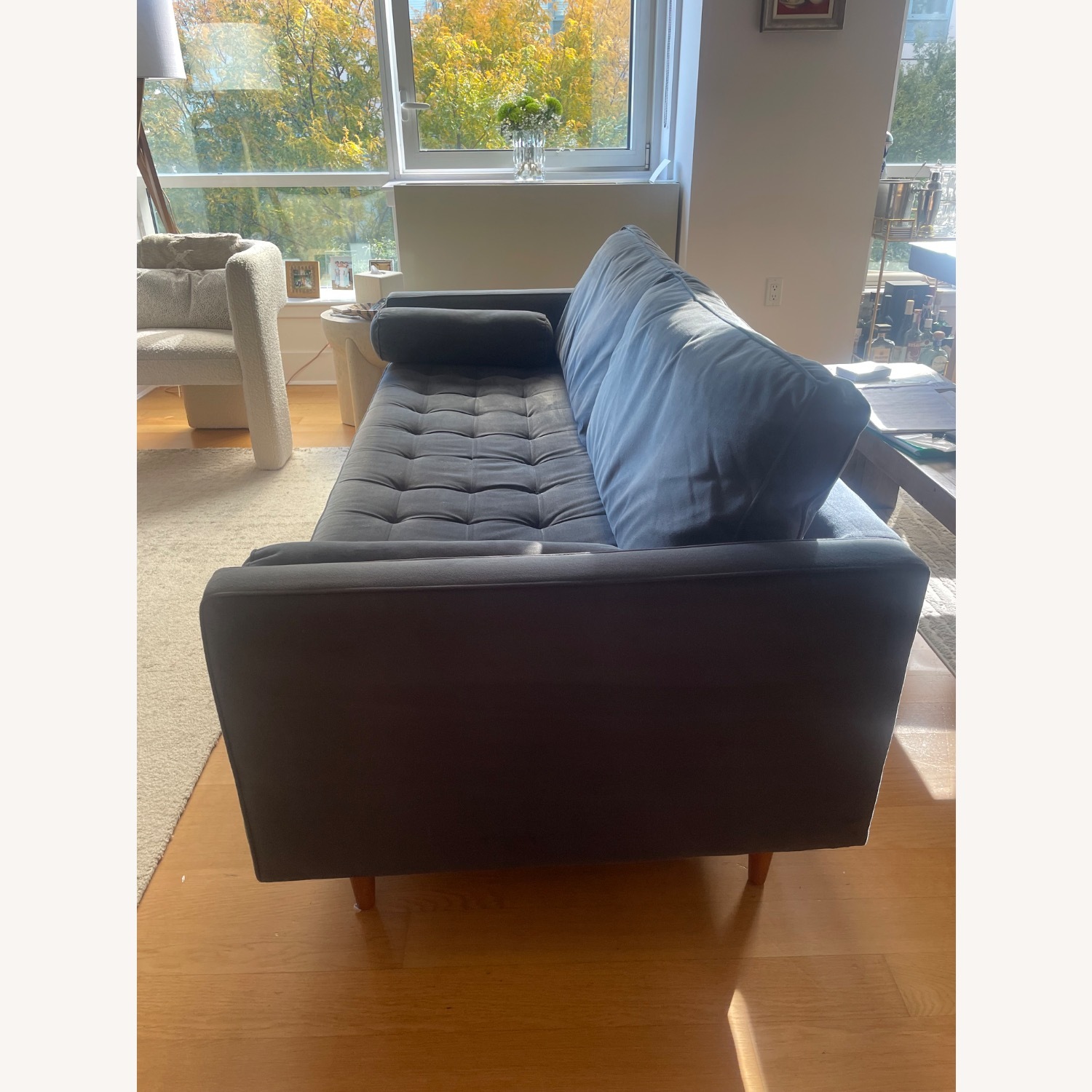 West Elm Monroe Dark Gray Velvet 3+ Seater Sofa - image-3