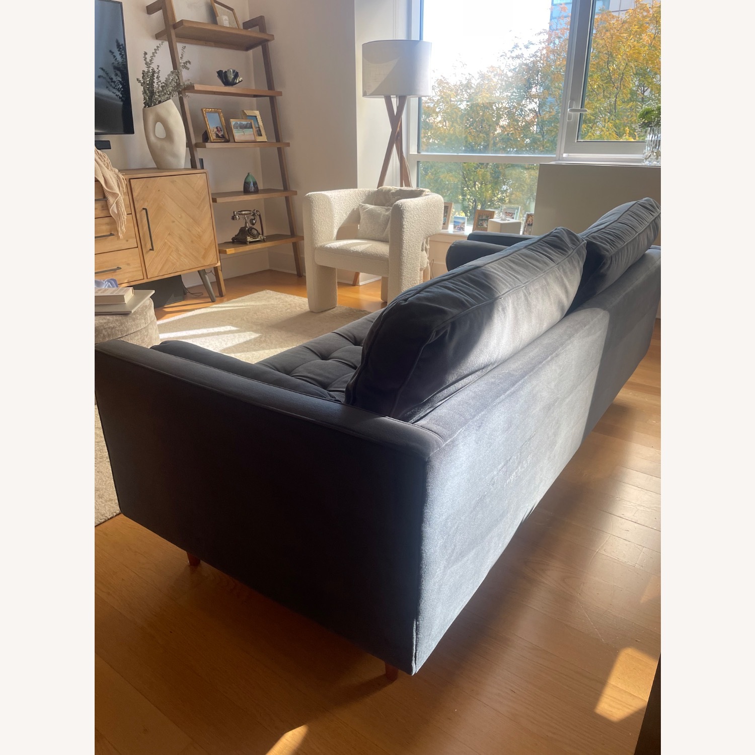 West Elm Monroe Dark Gray Velvet 3+ Seater Sofa - image-4