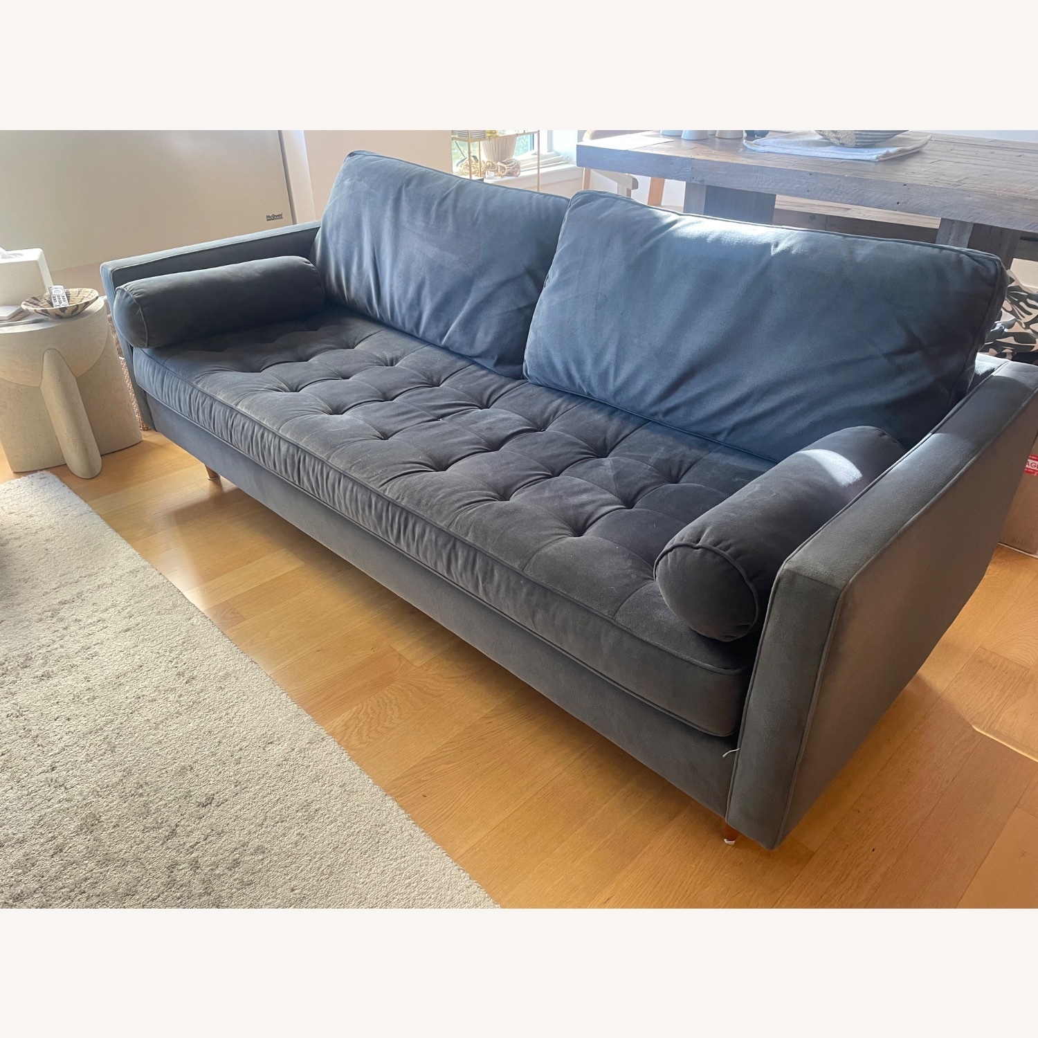 West Elm Monroe Dark Gray Velvet 3+ Seater Sofa - image-6