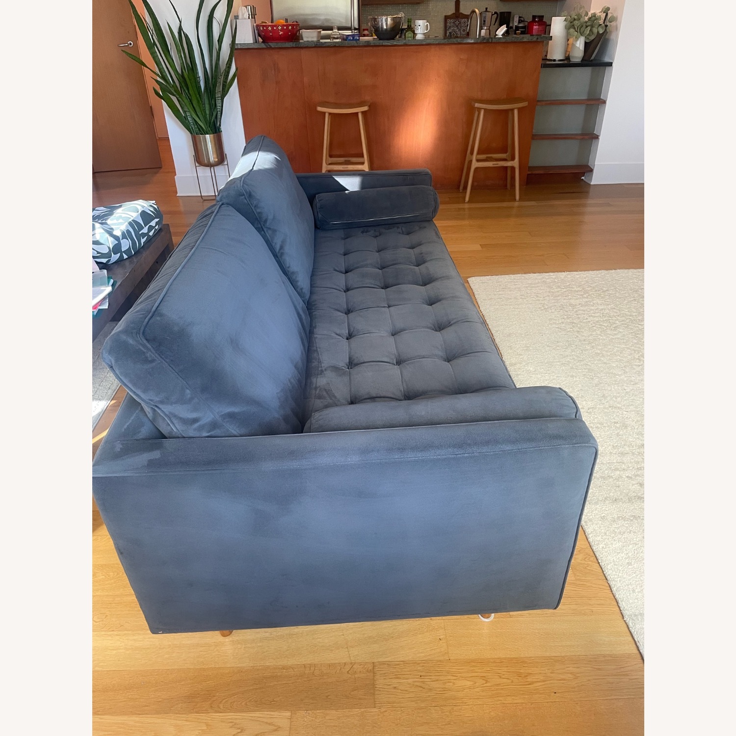 West Elm Monroe Dark Gray Velvet 3+ Seater Sofa - image-5