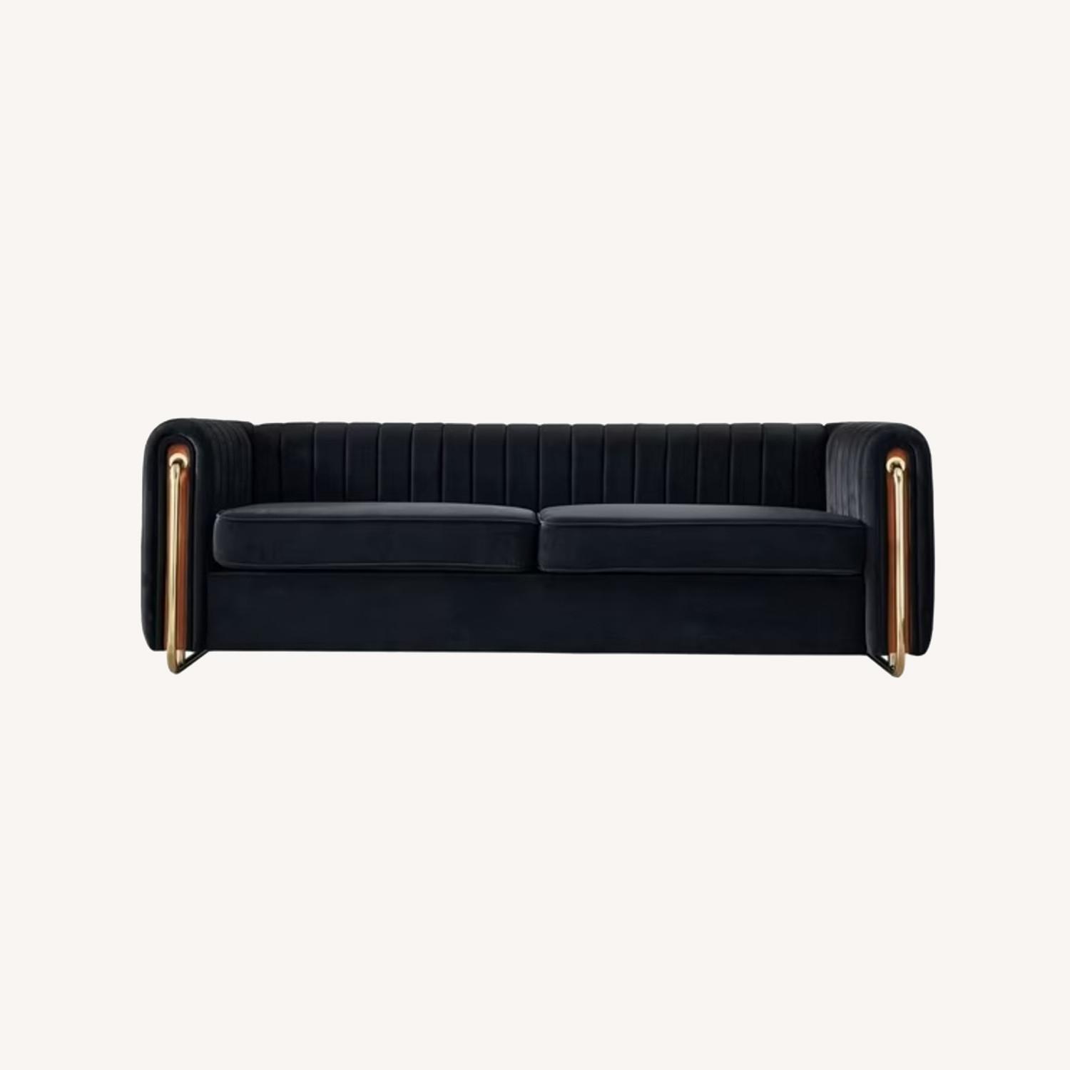 Black Velvet 2 Piece Sectional - image-0