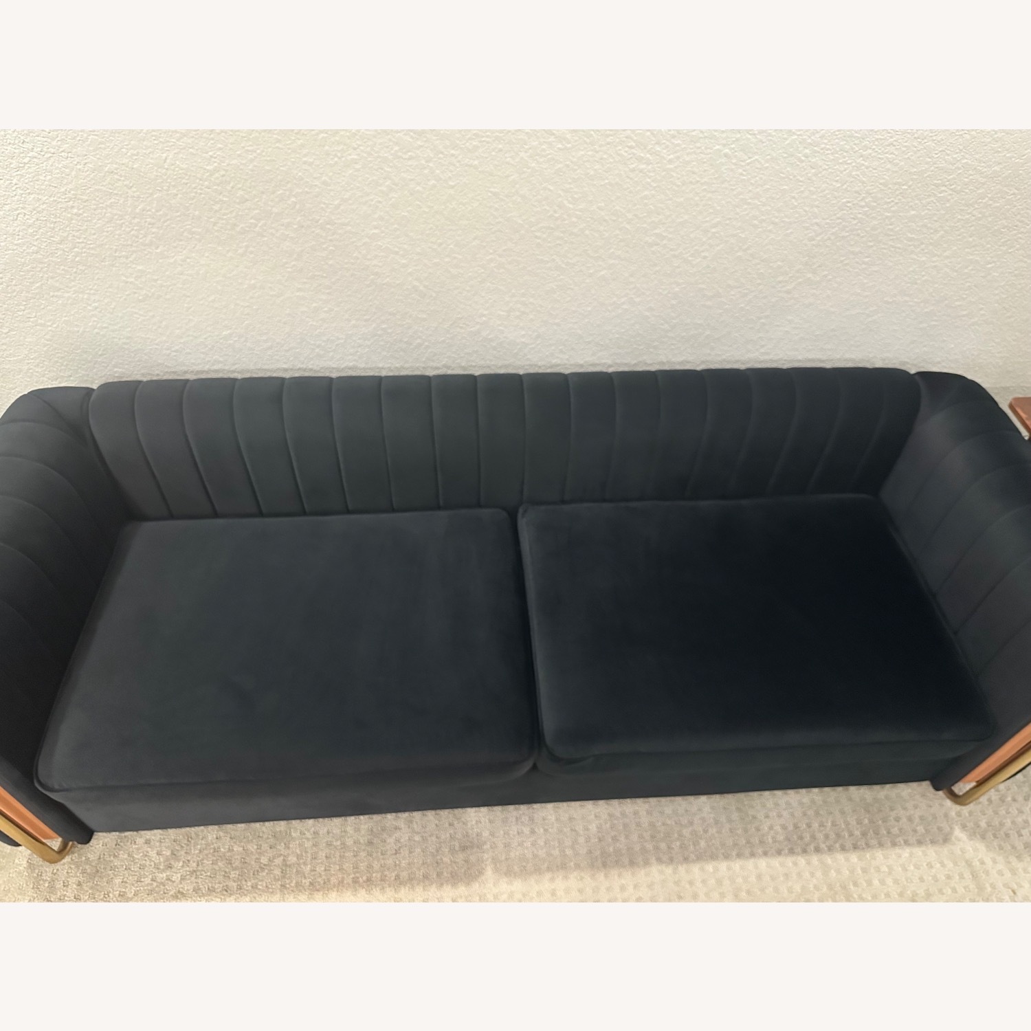 Black Velvet 2 Piece Sectional - image-5