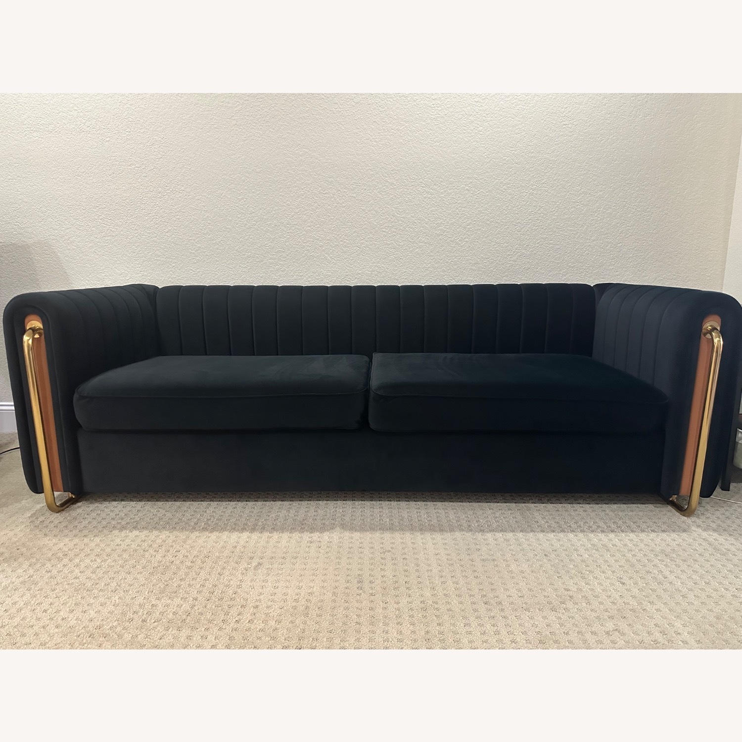 Black Velvet 2 Piece Sectional - image-1
