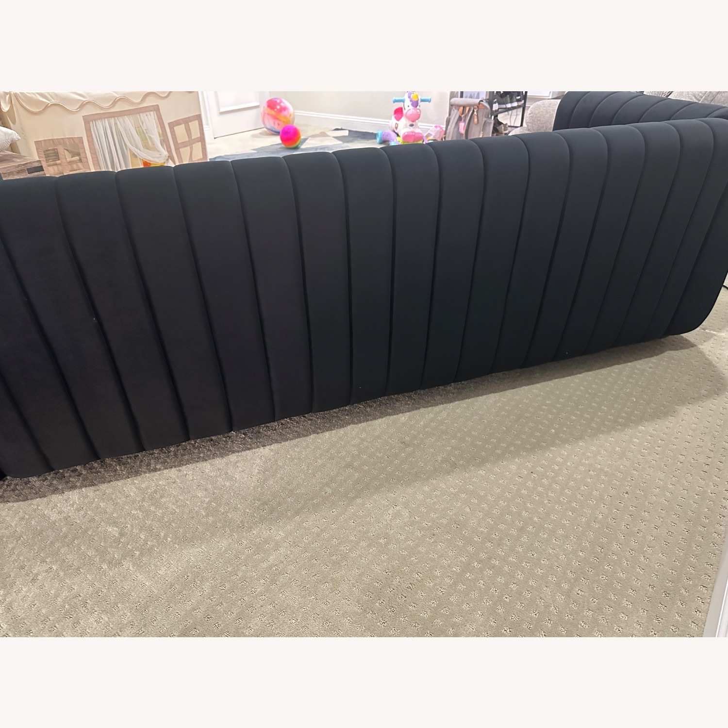 Black Velvet 2 Piece Sectional - image-6