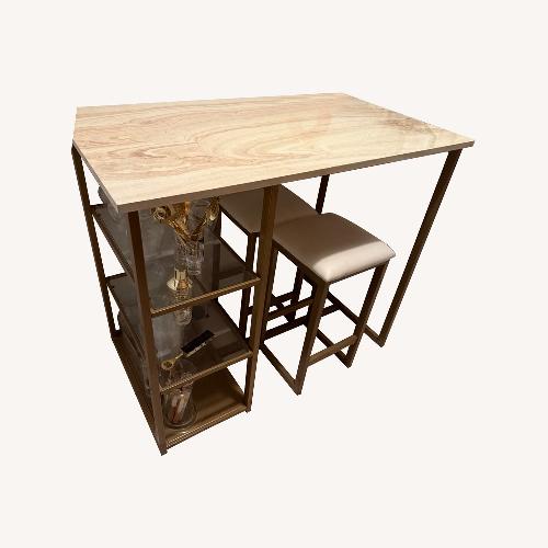 Used Gold Kitchen Island & 2 Stools for sale on AptDeco