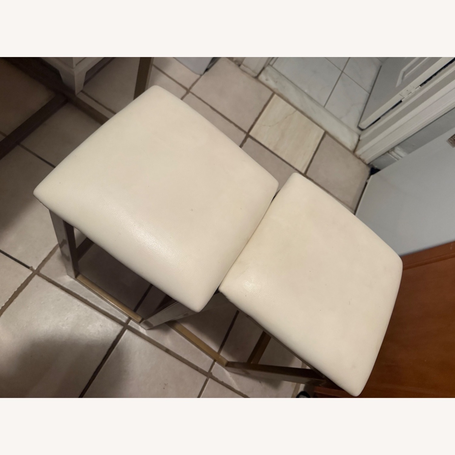 Gold Kitchen Island & 2 Stools - image-6