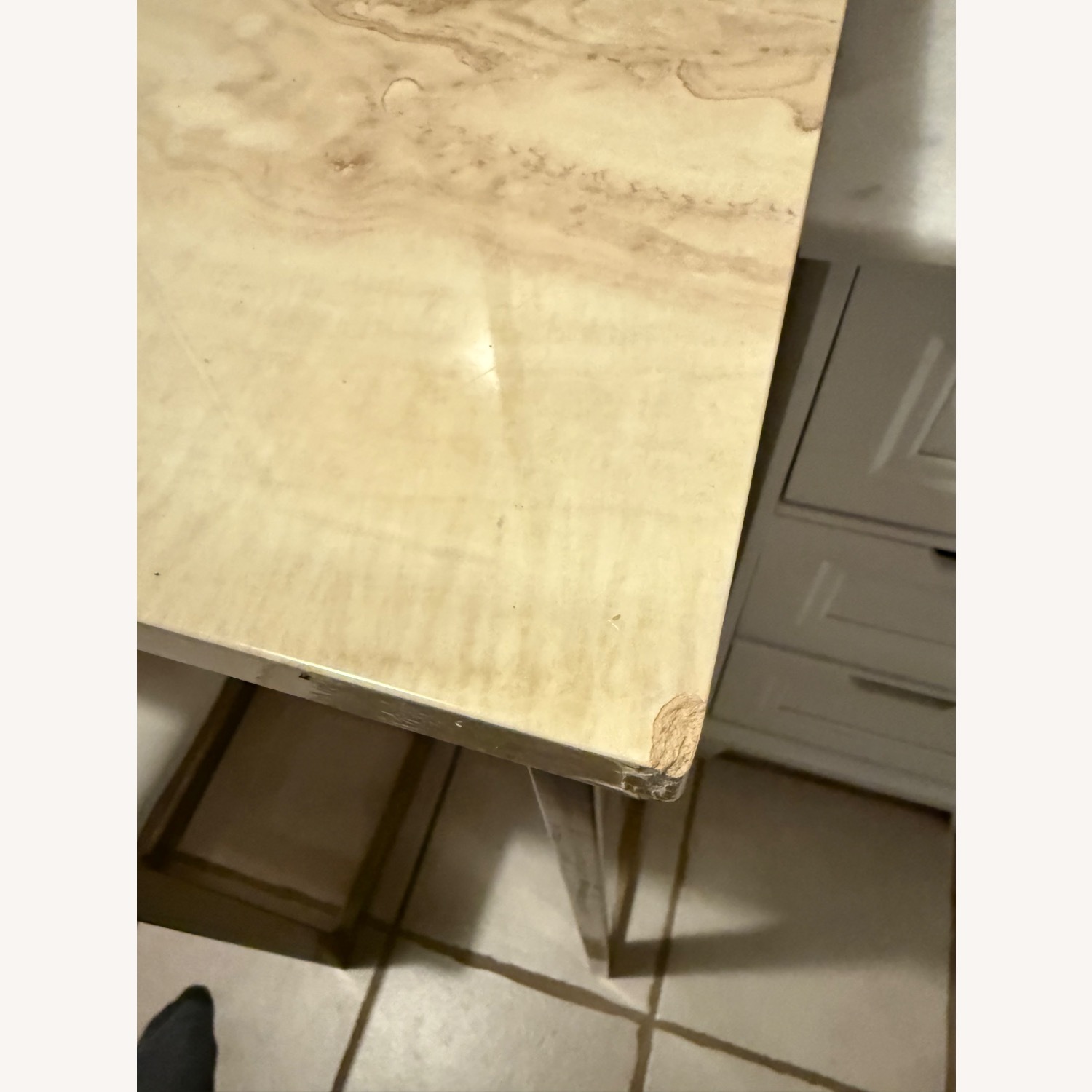 Gold Kitchen Island & 2 Stools - image-4