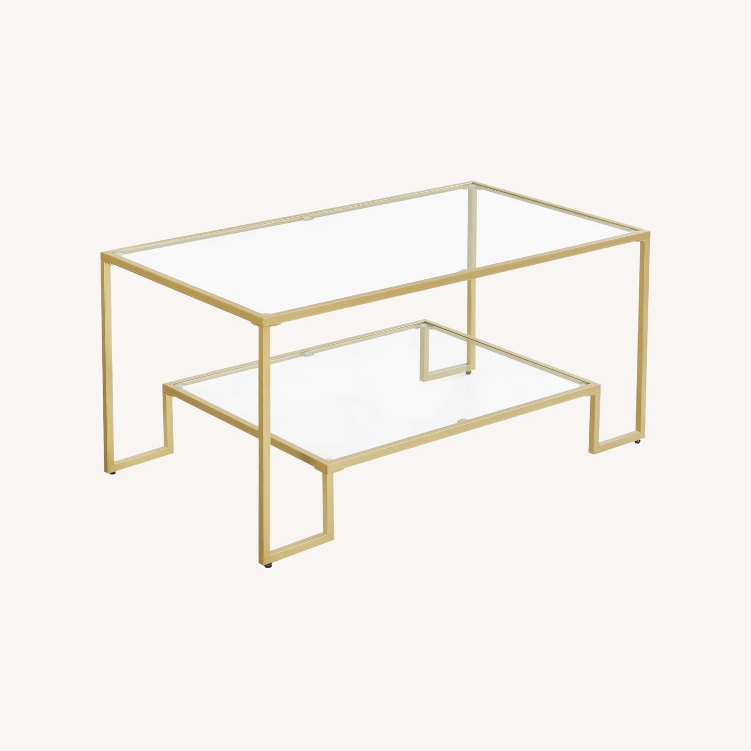 Wayfair Gold Tiered Glass Coffee Table - image-0