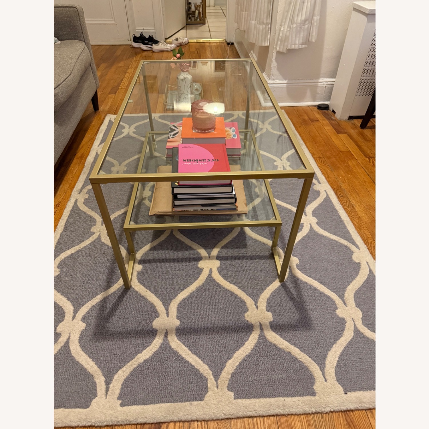 Wayfair Gold Tiered Glass Coffee Table - image-3