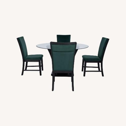 Used Cosmopolitan 5 Piece Black & Emerald Upholstered Round Dining Set for sale on AptDeco