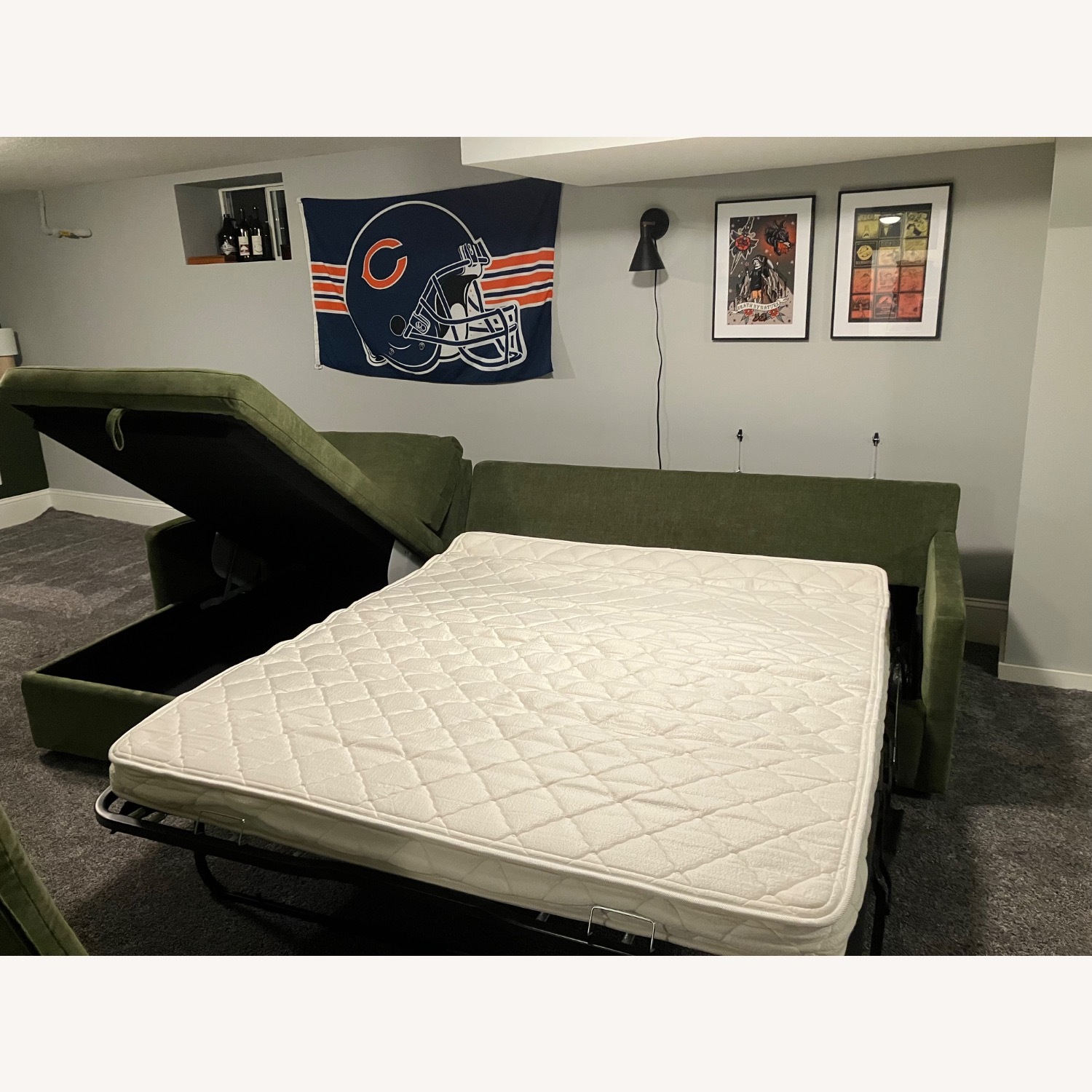 West Elm Marin Green Chaise Lounge - image-3