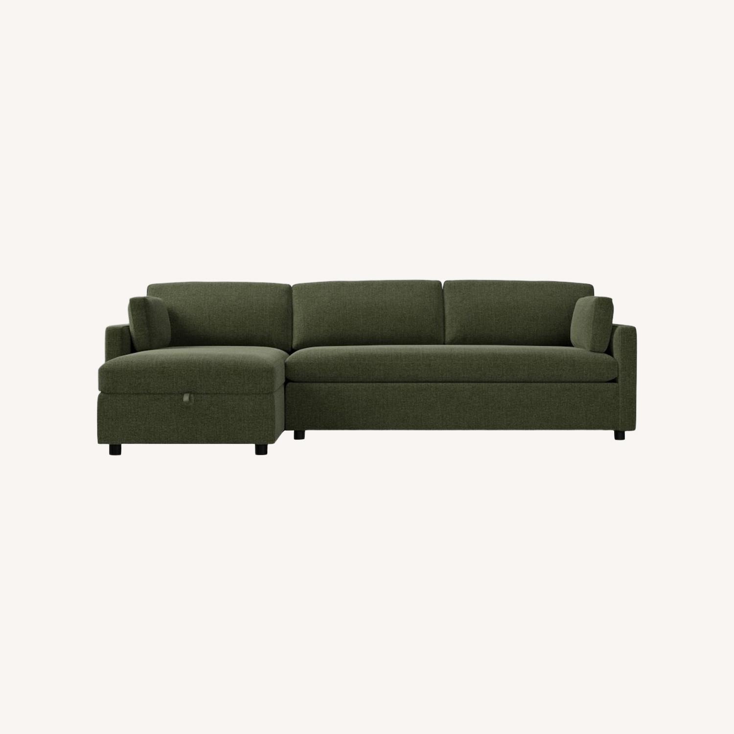 West Elm Marin Green Chaise Lounge - image-0