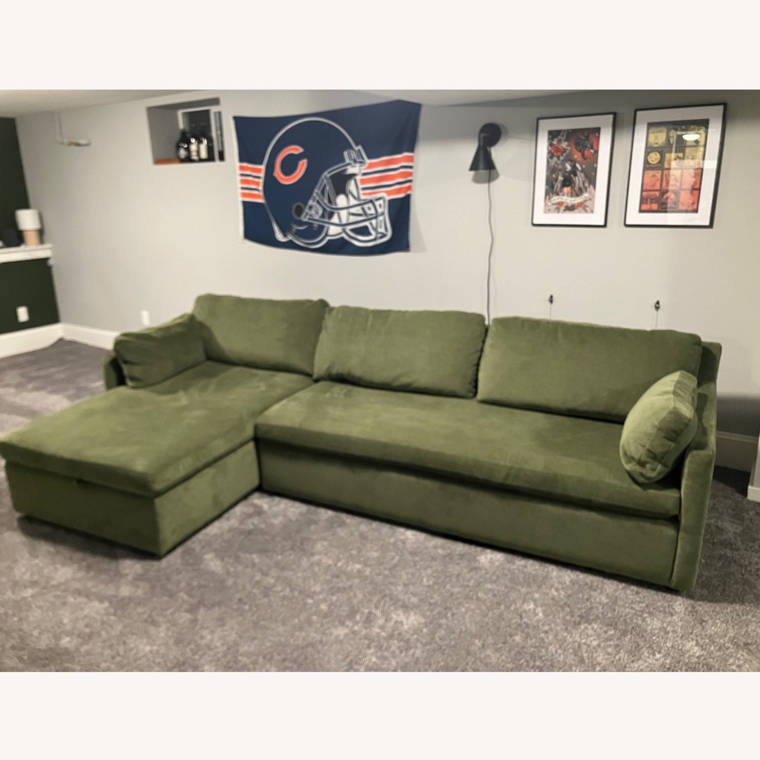 West Elm Marin Green Chaise Lounge - image-4