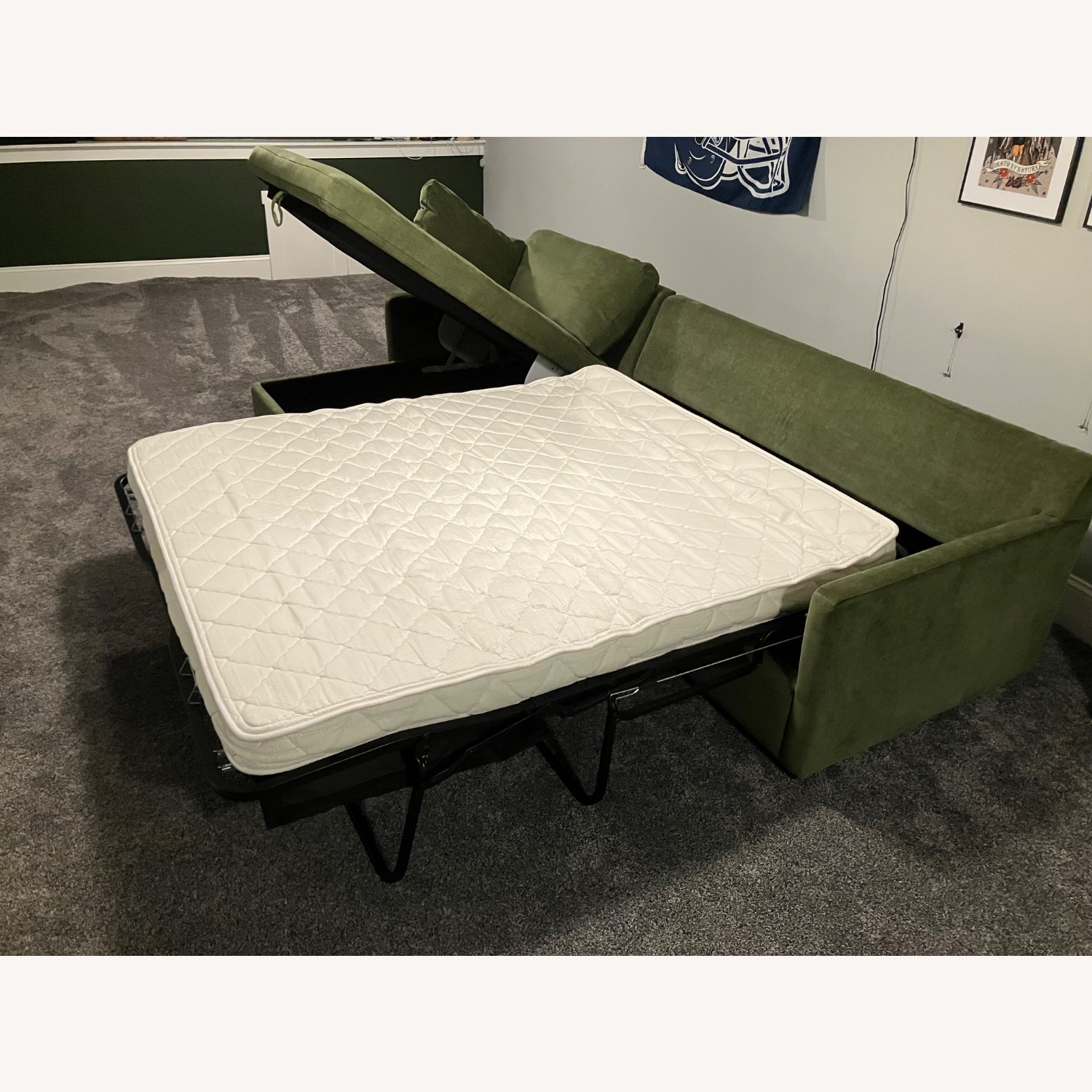 West Elm Marin Green Chaise Lounge - image-1