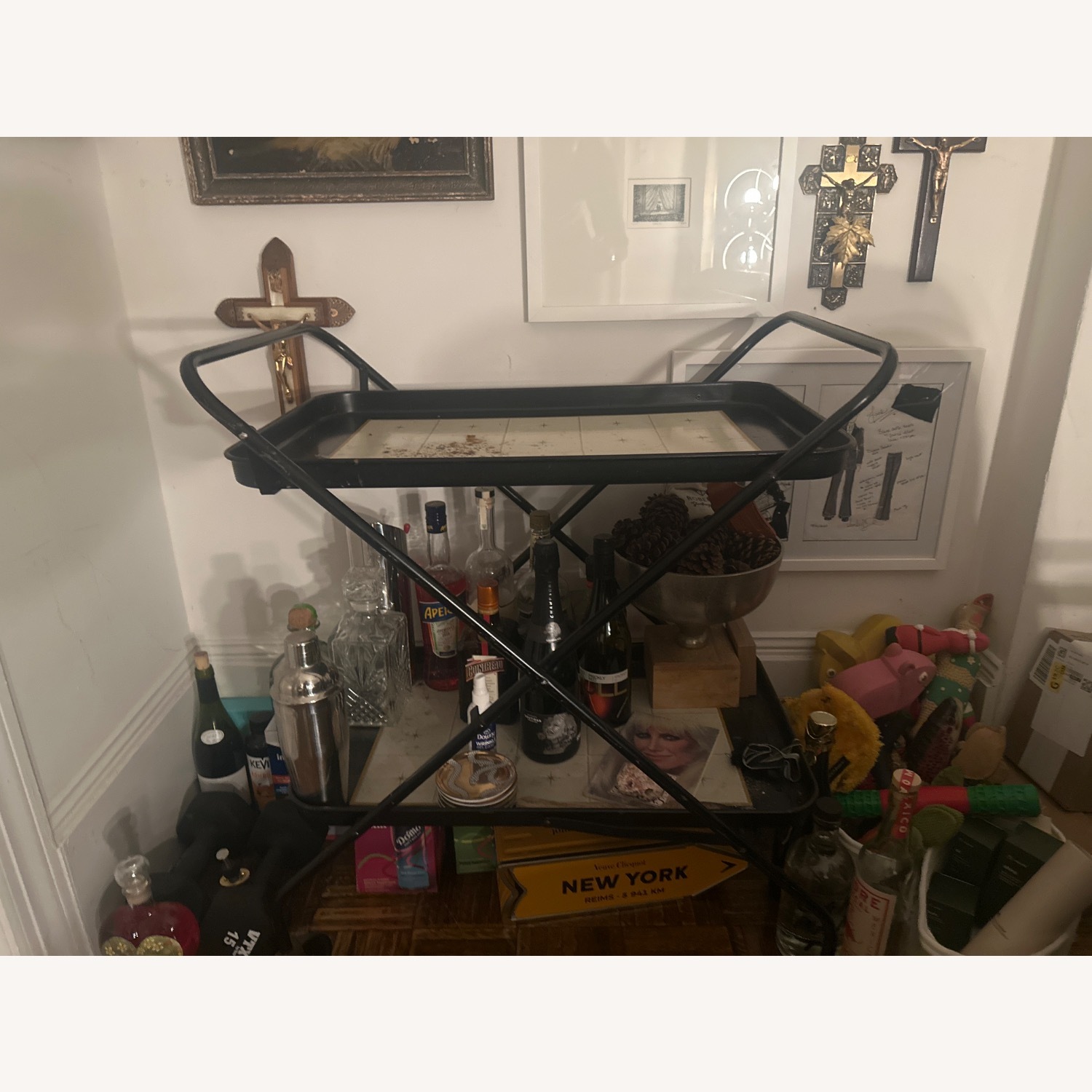 Vintage/Antique Finds Black Metal Bar Cart - image-3